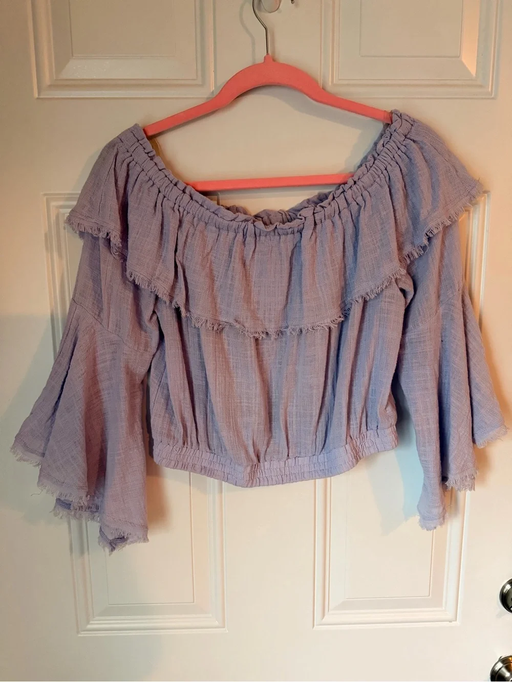 FAVLUX Lavender Off-Shoulder Ruffle Top - Picture 5 of 5